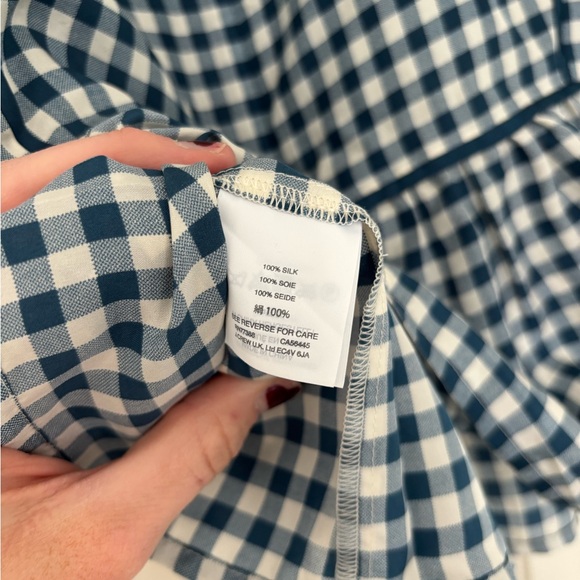 Gingham Sleeveless Peplum Top - Blue and White - Picture 7 of 7